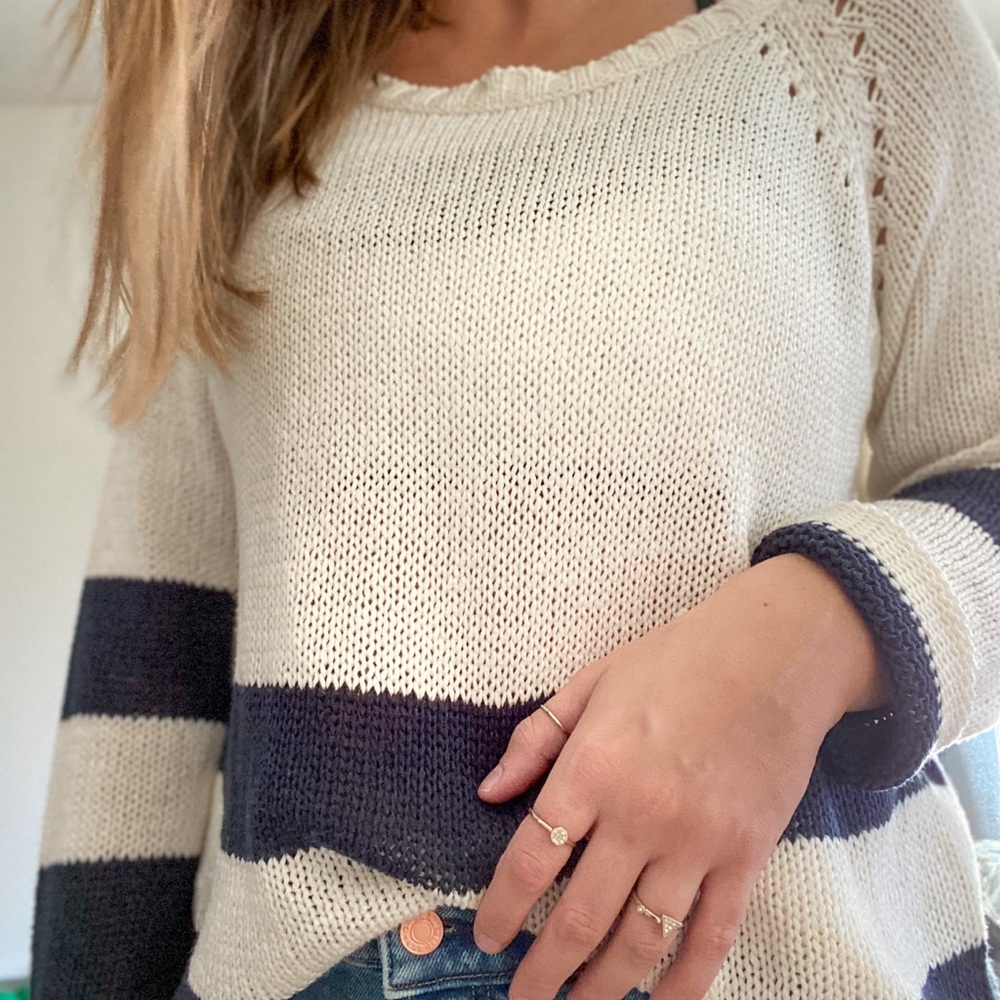 Vero Moda Blue Striped Knit Sweater